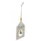 Rustic Wooden "Peace" with Bell Christmas Tag Ornament - 8" - Gold and White